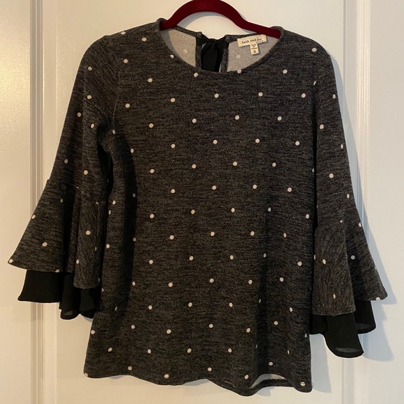 Bell sleeve polka dot top with bow detail - Picture 1 of 5